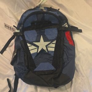 Blue and Red Backpack with Star Design